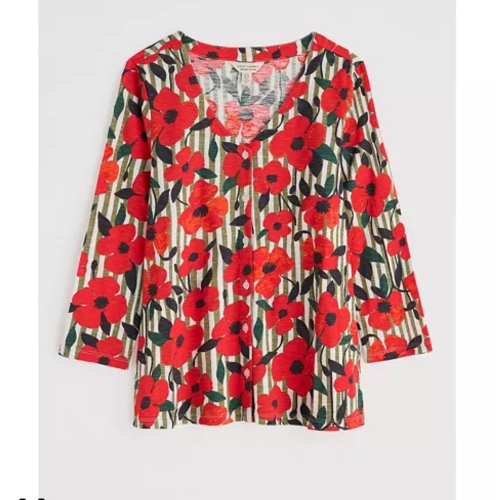 Seasalt Cornwall organic cotton top Red Poppies